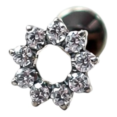 Labret Titânio Redondo Vazado cravejado 8mm