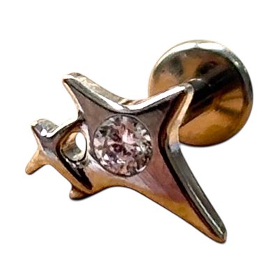 Labret Titânio Estrela c/pedra 8mm
