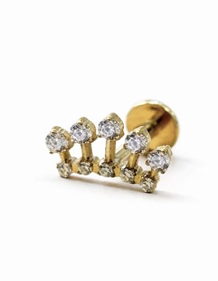 Cluster titânio pvd 2 fileira cravejado 8mm