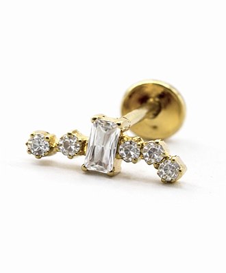 Cluster Titânio pvd curvado cravejado 8mm