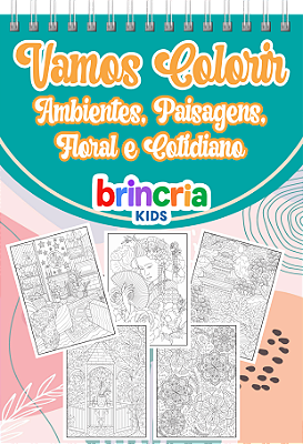 Caderno De Colorir Para Adultos Ambientes, Paisagens, Floral e Cotidiano