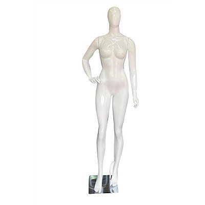 MANEQUIM DE FIBRA FEMININO CARIOCA MÃO CINTURA BRANCO BRILHO