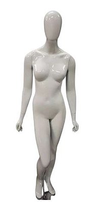 MANEQUIM DE FIBRA FEMININO EXPOR RETA BRANCO BRILHO