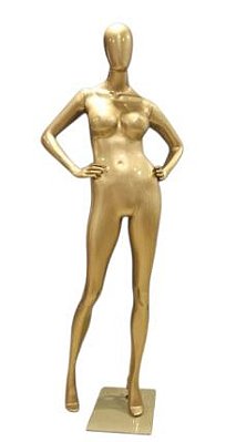 MANEQUIM DE FIBRA FEMININO PAMELA 02 BRAÇOS NA CINTURA DOURADA