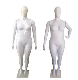 MANEQUIM DE PLÁSTICO FEMININO RETA PLUS SIZE BRANCA 03 BRAÇOS - SEM BASE