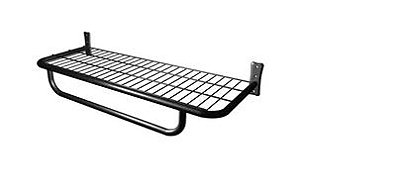 ARARA DE PAREDE COM PRATELEIRA ARAMADA E SUPORTE PRETO - 1.20MT