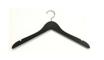 CABIDE DE MADEIRA PRETO SEM BARRA E COM GANCHO CROMADO - PCT C/50