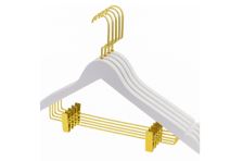 CABIDE DE MADEIRA COM PRESILHA BRANCO E GANCHO LUXO DOURADO