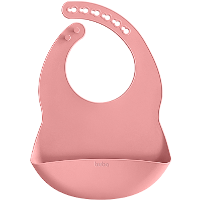 Babador em Silicone com Pega-Migalhas - Rosa