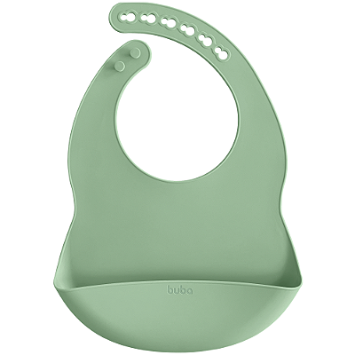 Babador em Silicone com Pega-Migalhas - Verde