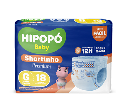 Fralda G Hipopo Baby Shortinho Jumbinho com 18 unidades