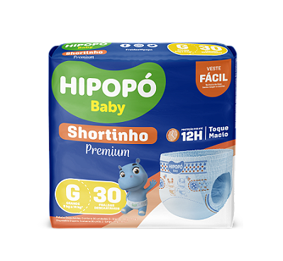 Fralda G Hipopo Baby Shortinho Jumbo com 30 unidades