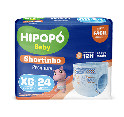 Fralda XG Hipopo Baby Shortinho Jumbo com 24 unidades