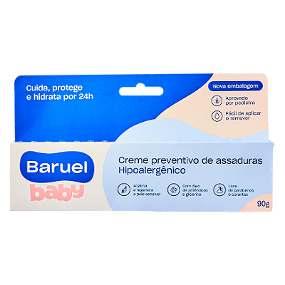 Creme Preventivo de Assaduras com Oleo de Amendoas, 90g - Baruel Baby