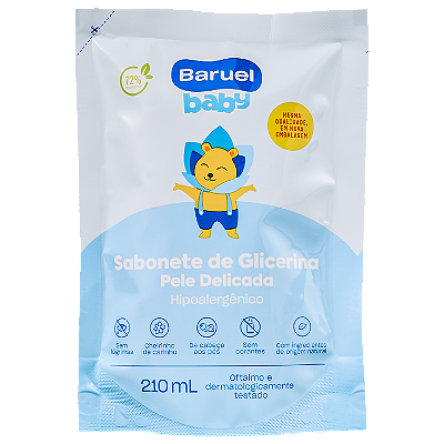 Refil Sabonete Liquido Pele Delicada, 210ml - Baruel Baby