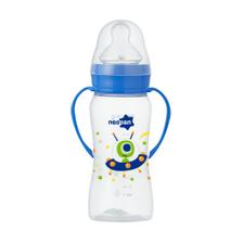 Mamadeira Criativa com Alça, Boca Larga, Ortodôntica, 300ml, Azul - Neopan