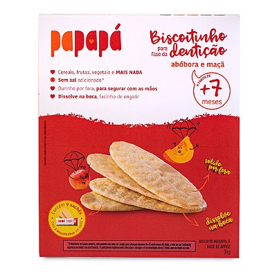 Biscoitinho para fase da Dentição, Abóbora e Maçã, 36g - Papapá