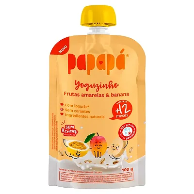 Papinha Iogurte, Frutas Amarelas e Banana, 100g - Papapá