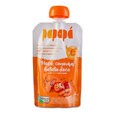 Papinha Orgânica, Maçã, Batata Doce e Cenoura, 100g - Papapá