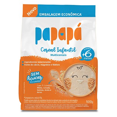 Cereal Infantil: Multicereais, Pouch, 500g - Papapá