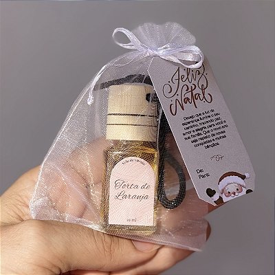 Aromatizador para carro 10ml com saquinho de organza e tag Natal