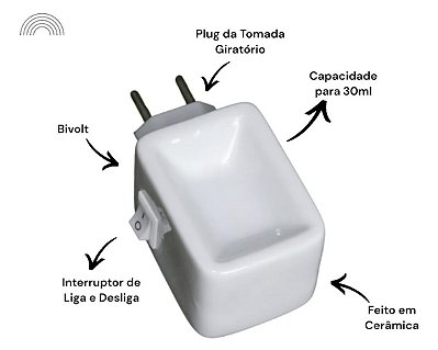 Difusor de Tomada Cerâmica Branca
