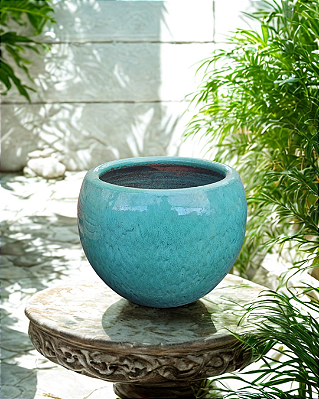 VASO BOLA LISO - CERÂMICA ESMALTADA