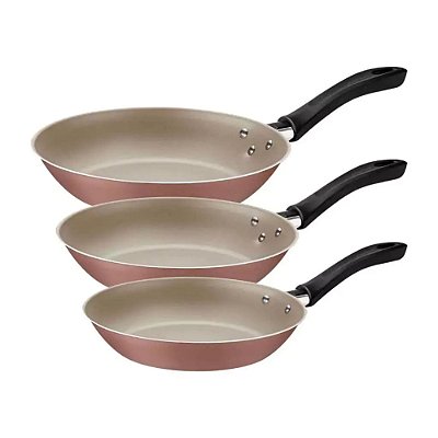 Jogo Frigideiras 3 Peças Linz Antiaderente Mocaccino
