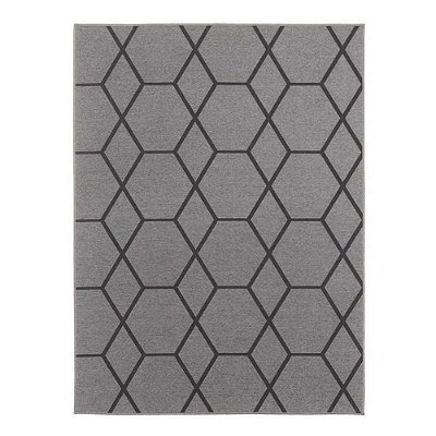 Tapete Quarto / Sala Desenhado Funcional Hexagonal Grafite 52 - 150x200 Cm - J. Serrano