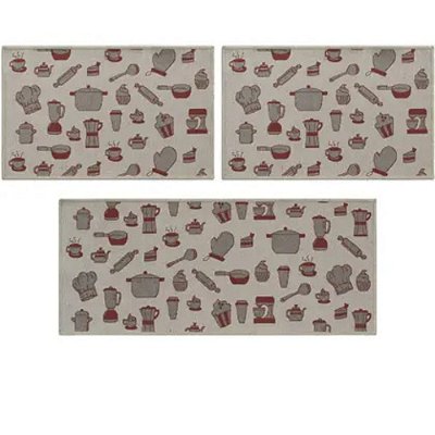 Kit Tapetes Cozinha 3 Peças Funcional Confeiteiro Cor Cinza 51 - J. Serrano