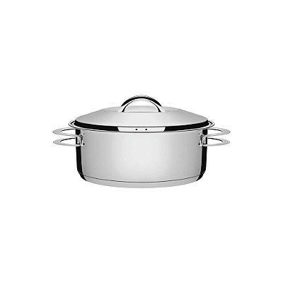 Caçarola Solar Rasa em Aço Inox Fundo Triplo com Tampa e Alças - Diametro 20 cm - 2,9 L - Tramontina