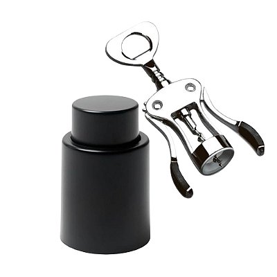 Kit Saca-Rolhas e Tampa de Pressão para Vinho Brinox – 2 Peças