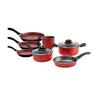 Jogo Cozinha Panelas 5 Peças anis e Frigideiras 3 Peças Linz