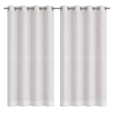 Cortina Voil Xadrez Ilhós Cozinha Sala Branca - 280 x 115 Cm