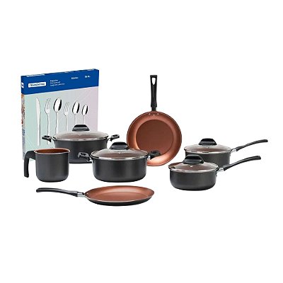 Jogo de Cozinha com 7 Peças Panelas Topazio e Faqueiro 36 Peças