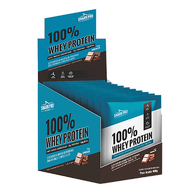 100% WHEY PROTEIN - WPC - WHEY PROTEIN POTE 40G SACHE SABOR CHOCOLATE DISPLAY