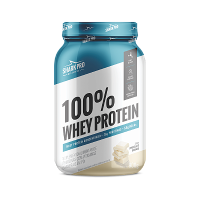 100% WHEY PROTEIN - WPC - WHEY PROTEIN POTE 900g SABOR CHOCOLATE BRANCO