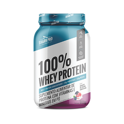100% WHEY PROTEIN - WPC - WHEY PROTEIN POTE 900g SABOR FRUTAS VERMELHAS