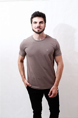 Camiseta Masculina Básica Gola Redonda Bordado Manga Curta