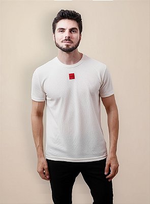 Camiseta Masculina Manga Curta Estampa Etiqueta Gola Redonda