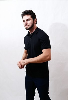 Polo Masculina Malha Waffle Com Botões Tórax
