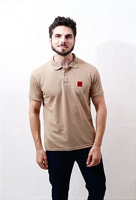 Camiseta Masculina Polo Piquet Aplicação Etiqueta Botões