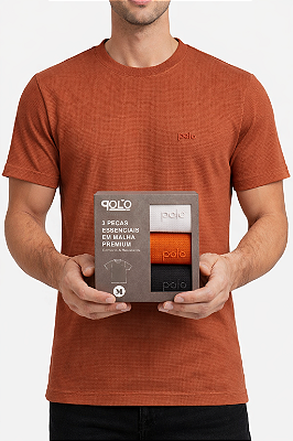 Kit 3 Camisetas Masculinas Polo RG518 Manga Curta Bordado