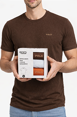 Kit 3 camisetas estampadas polo com cavalinho Polo RG518