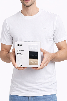 Kit 3 Camisetas Masculinas Polo RG518 Piquet Punho Ajustável
