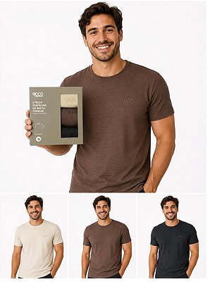 Kit Premium 3 Camisetas Malha Waffle com bordado Polo RG518