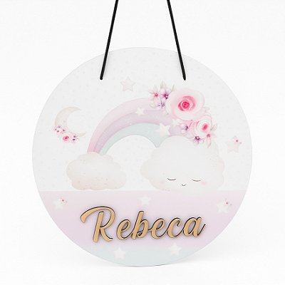 Placa Decorativa de Porta - Arco-íris