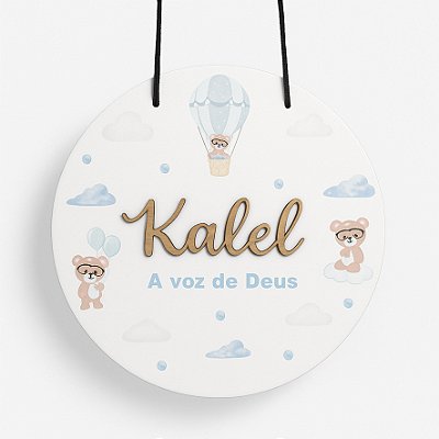 Placa Decorativa de Porta - Ursinho