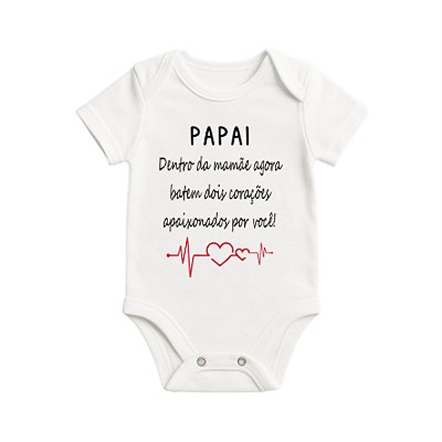 Body Infantil - Branco - 2 corações para o Papai