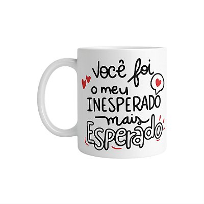 Caneca de porcelana branca - Amor Inesperado